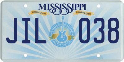 MS license plate JIL038