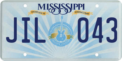 MS license plate JIL043