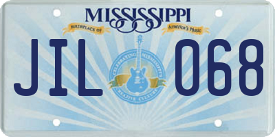 MS license plate JIL068