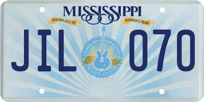 MS license plate JIL070