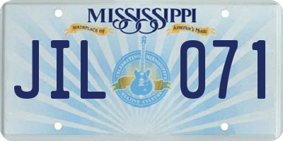 MS license plate JIL071
