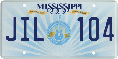 MS license plate JIL104