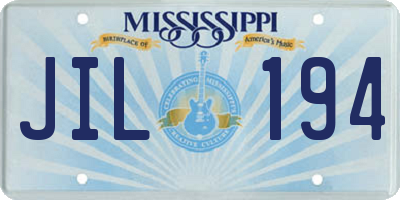 MS license plate JIL194