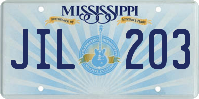 MS license plate JIL203