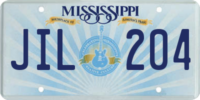 MS license plate JIL204
