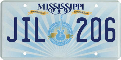 MS license plate JIL206