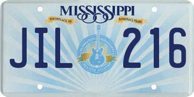 MS license plate JIL216