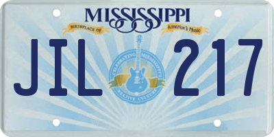 MS license plate JIL217