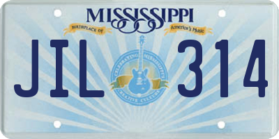 MS license plate JIL314