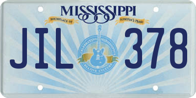 MS license plate JIL378