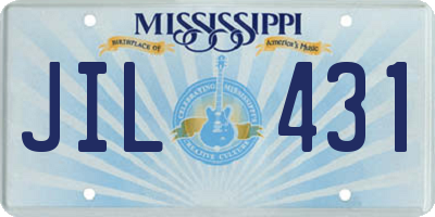MS license plate JIL431