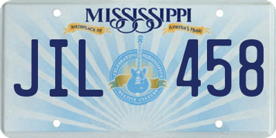 MS license plate JIL458
