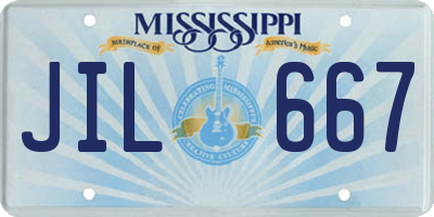 MS license plate JIL667