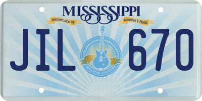 MS license plate JIL670