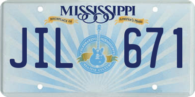 MS license plate JIL671