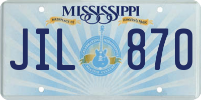 MS license plate JIL870