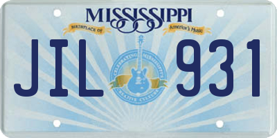 MS license plate JIL931