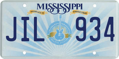 MS license plate JIL934