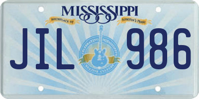 MS license plate JIL986