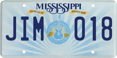 MS license plate JIM018