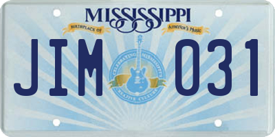 MS license plate JIM031