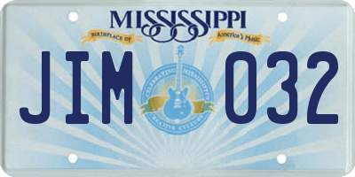 MS license plate JIM032