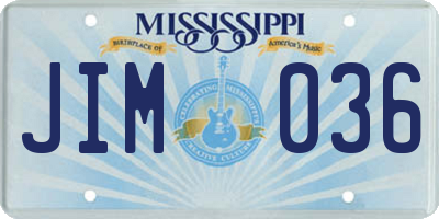 MS license plate JIM036