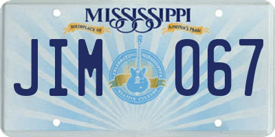 MS license plate JIM067