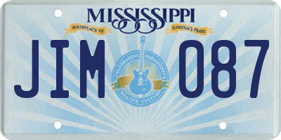 MS license plate JIM087