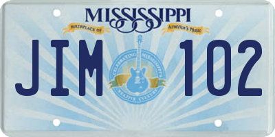 MS license plate JIM102