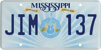MS license plate JIM137