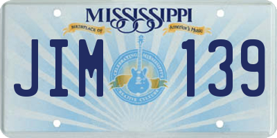 MS license plate JIM139