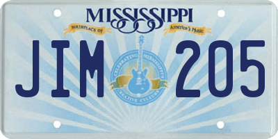 MS license plate JIM205