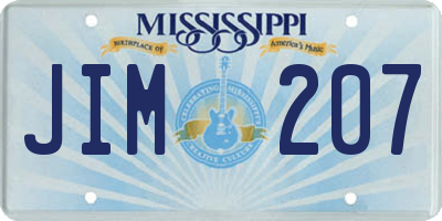 MS license plate JIM207