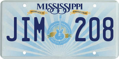 MS license plate JIM208