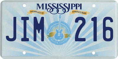 MS license plate JIM216