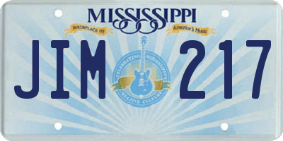 MS license plate JIM217