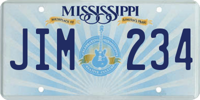 MS license plate JIM234