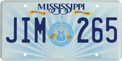 MS license plate JIM265