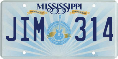 MS license plate JIM314