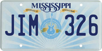 MS license plate JIM326