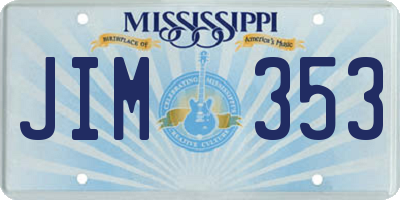 MS license plate JIM353