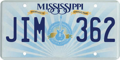 MS license plate JIM362