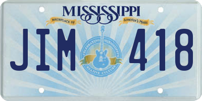 MS license plate JIM418