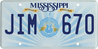 MS license plate JIM670