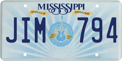MS license plate JIM794