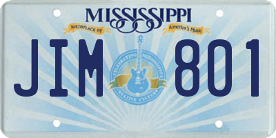MS license plate JIM801