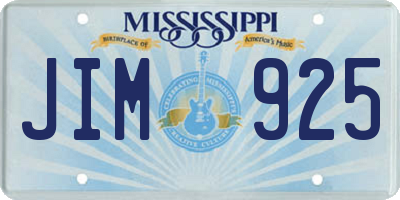 MS license plate JIM925