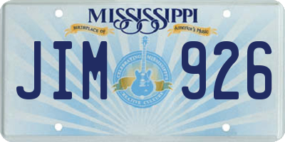 MS license plate JIM926