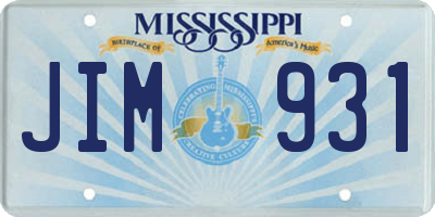 MS license plate JIM931